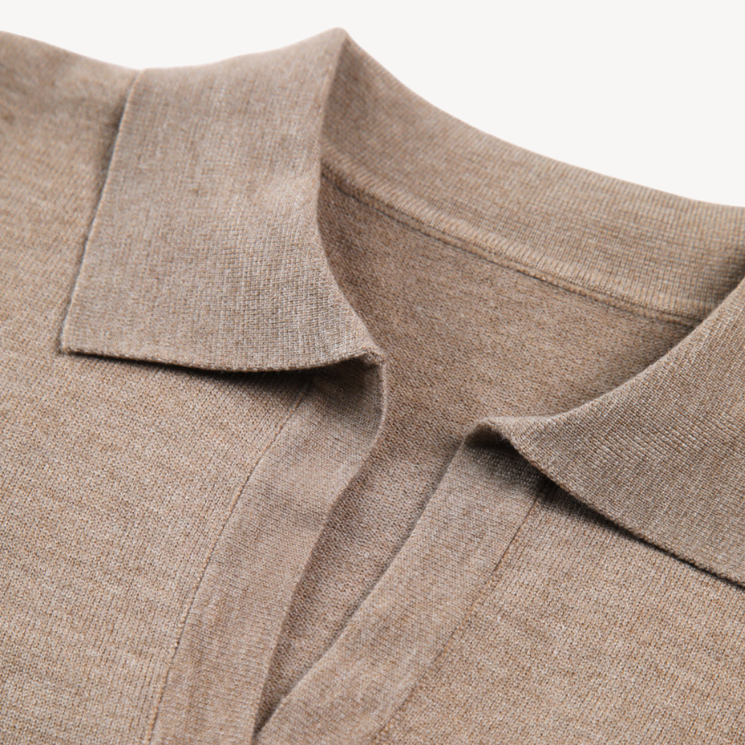 Knit Long Sleeve Polo V-Neck Sweater Women