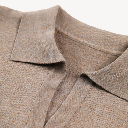 Knit Long Sleeve Polo V-Neck Sweater Women