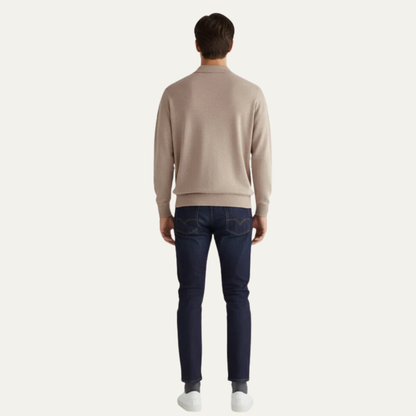 Men’s Fine Knit Long Sleeve Polo Sweater