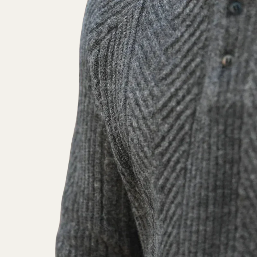 Men’s Chevron Knit Quarter Zip Polo Sweater