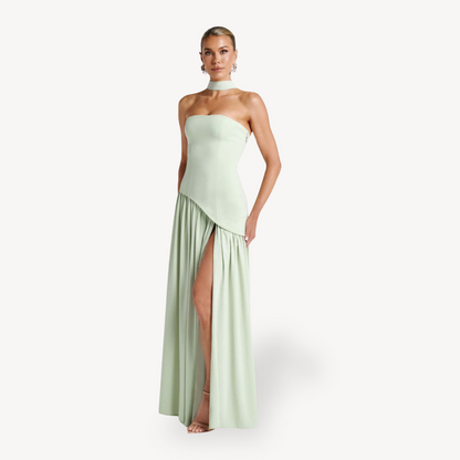 Women's Strapless Slit Maxi Dress