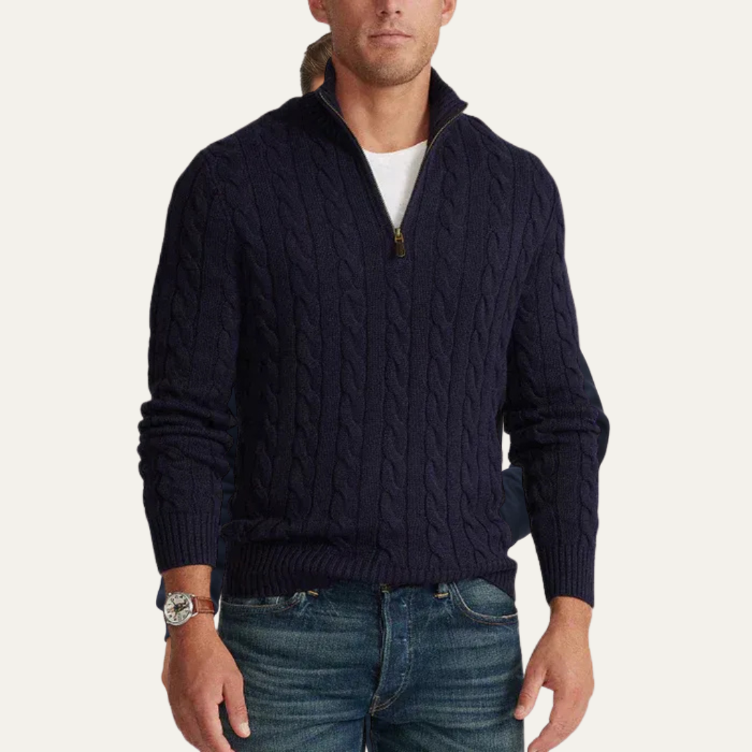 Men’s Heavy Cable Knit Design Sweater