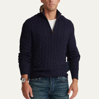 Men’s Heavy Cable Knit Design Sweater