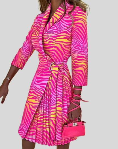 Colorful Belted Women's Blazer Dress