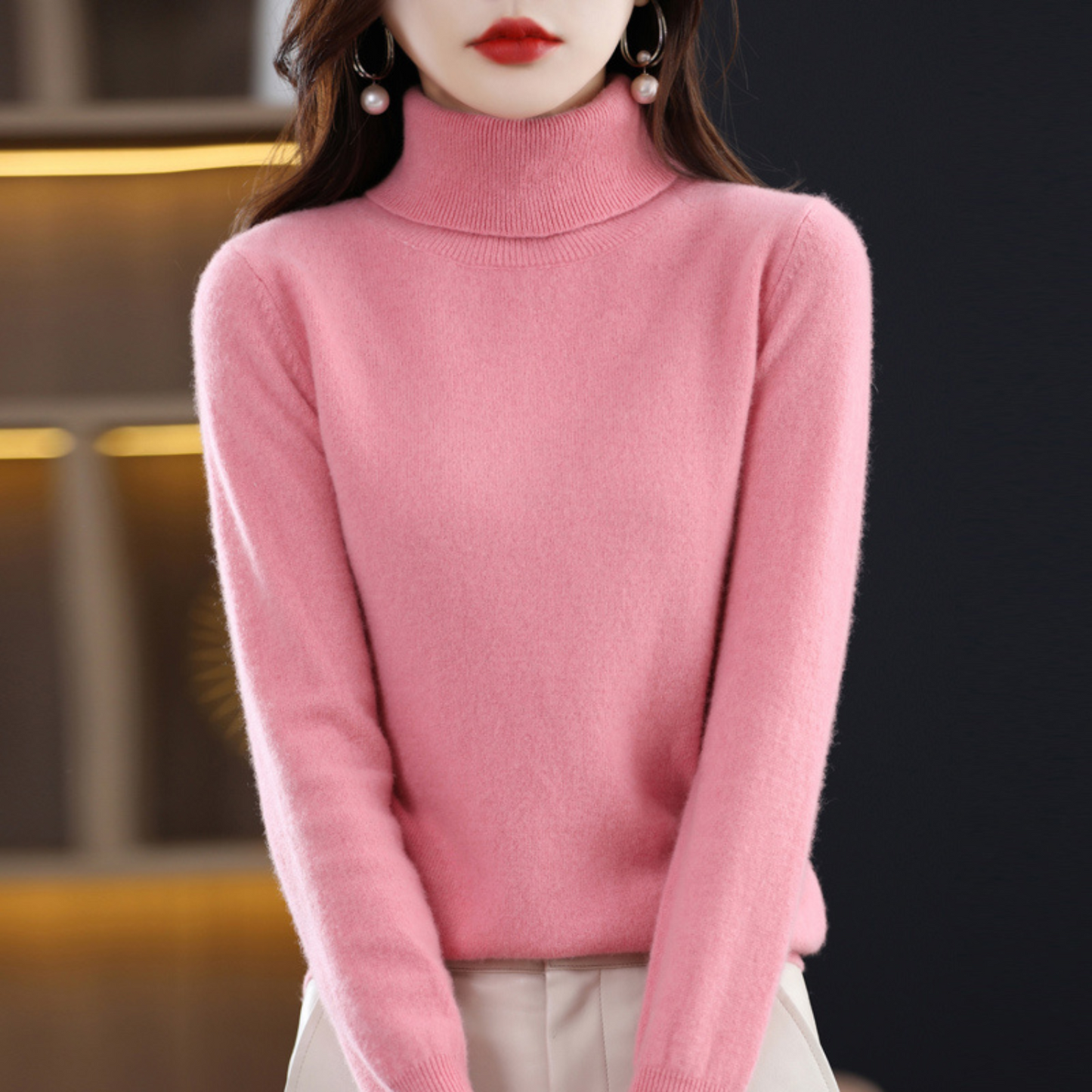 Luxe cashmere women's turtleneck sweater - Elena