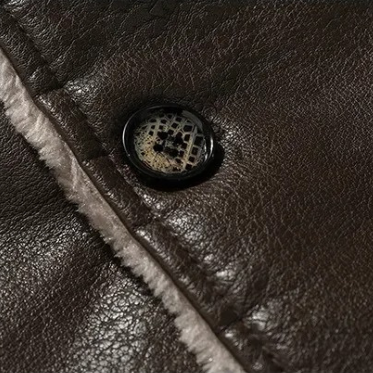 Men’s Faux Leather Coat with Shearling Lining