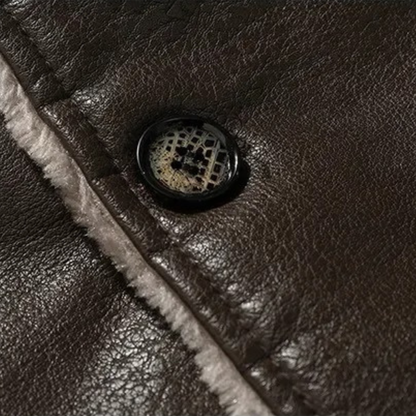 Men’s Faux Leather Coat with Shearling Lining