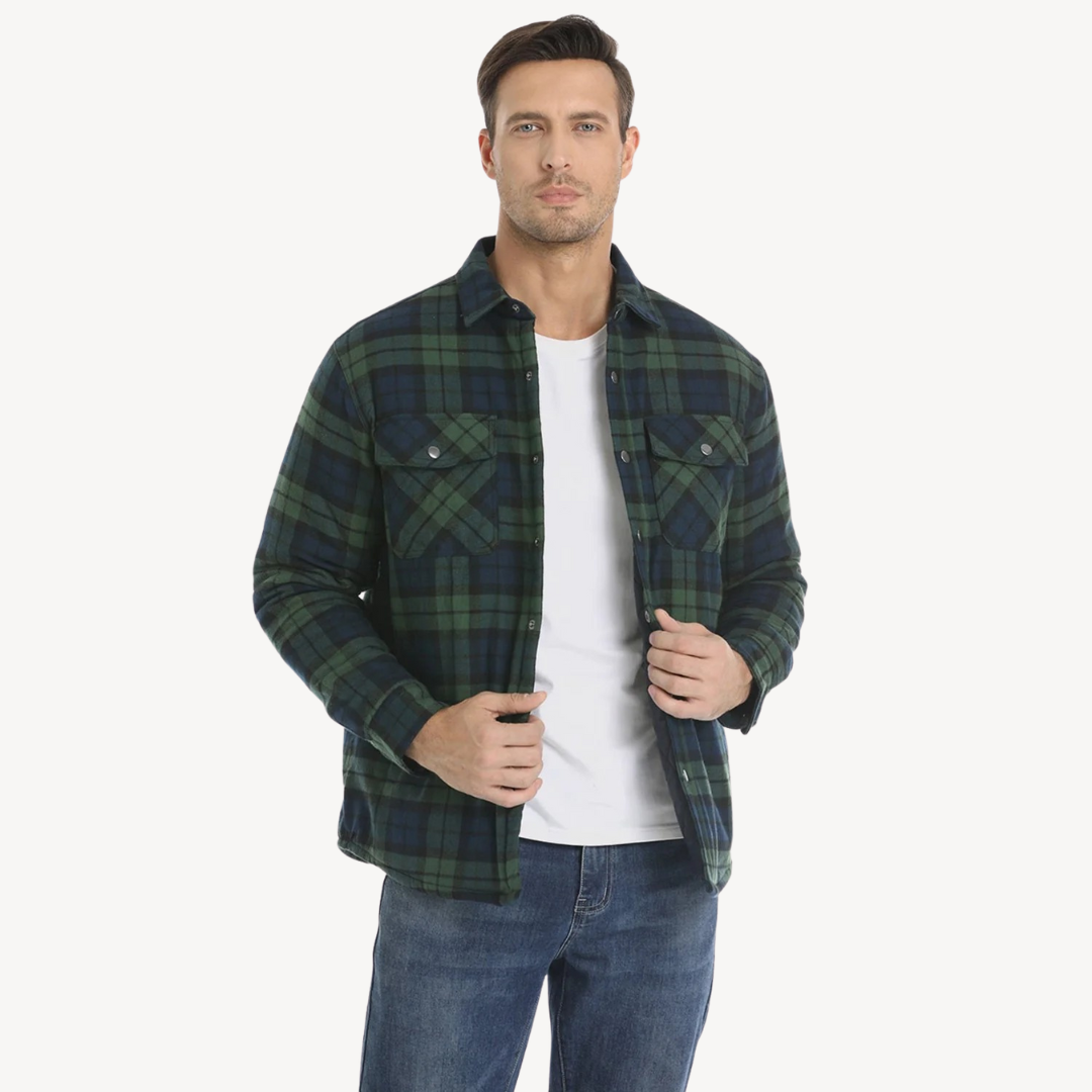 Plaid Fleece Lined Jacket for Men