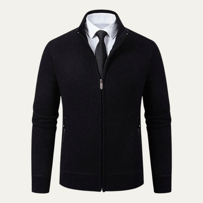 The Inverness Men's Elegant Fleece Knit Zip Cardigan with Pockets
