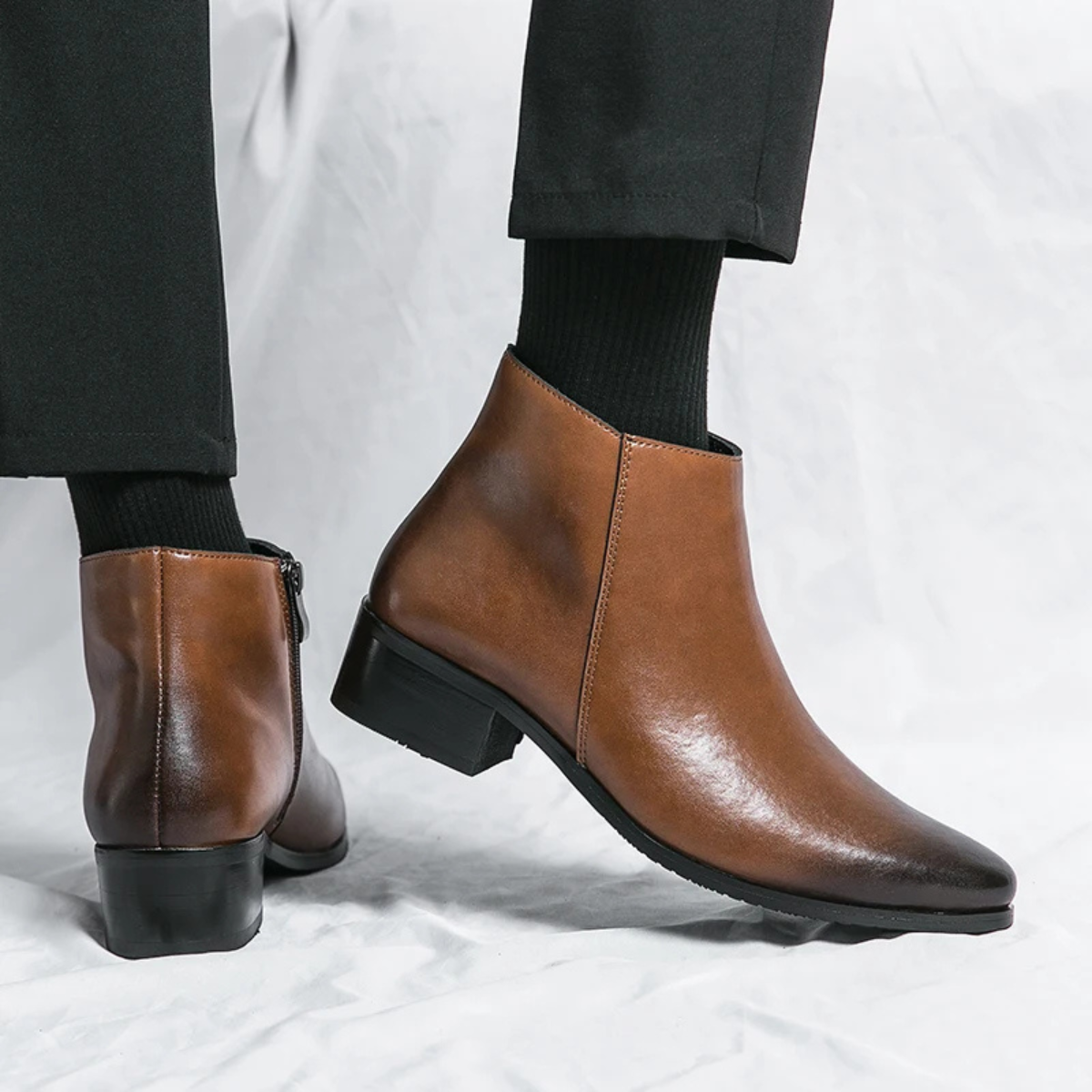 The Henley Men’s Classic High Heel Leather Chelsea Dress Boots