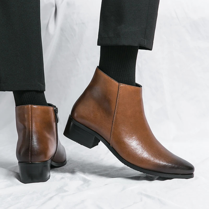 The Henley Men’s Classic High Heel Leather Chelsea Dress Boots