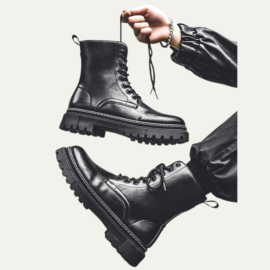 Men’s Rugged Lace Up Platform Ankle Boots with Side Zip