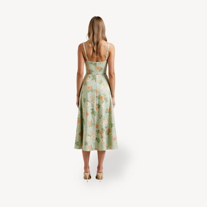 Women's Floral Print Midi Dress Cotton