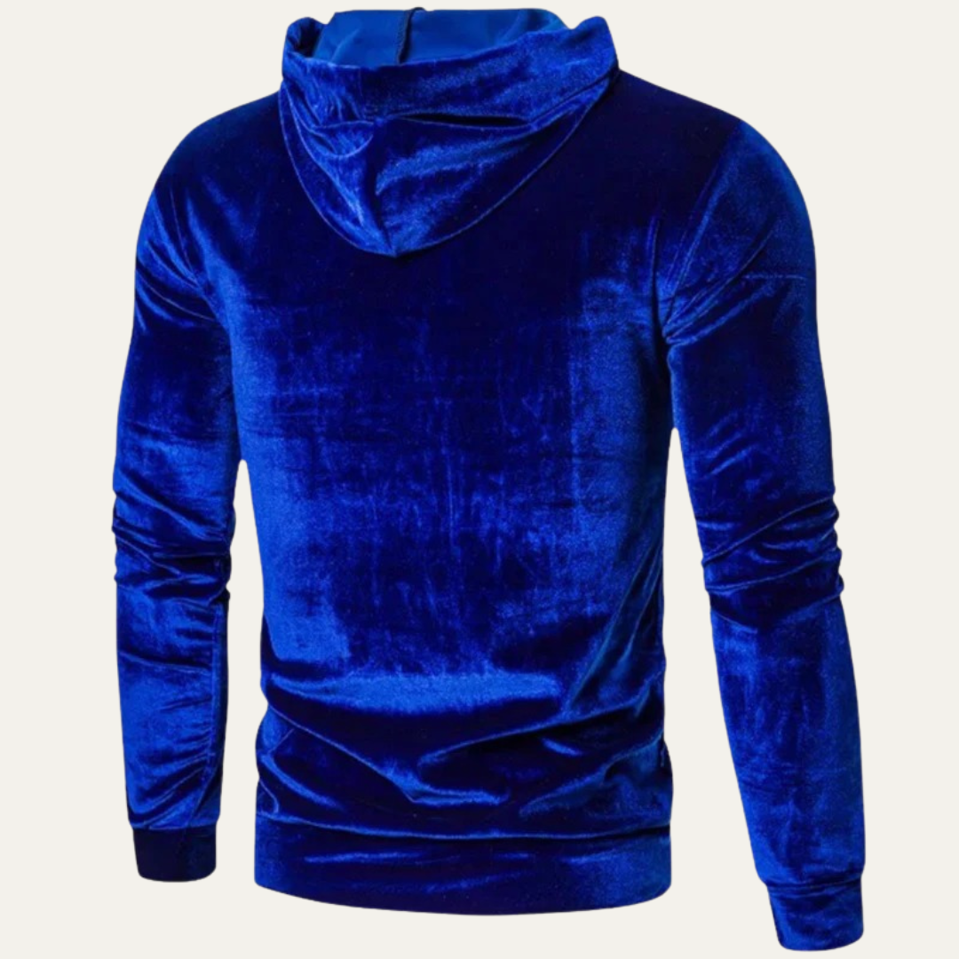 Men’s Velvet Pullover Hoodie with Kangaroo Pocket