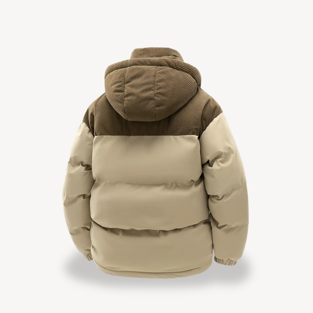 Men's Puffer Jacket with Corduroy Hood