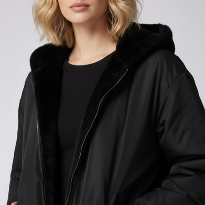 Liza | Winter Jacket - Oversized Reversible Zip-Up Outerwear for Women