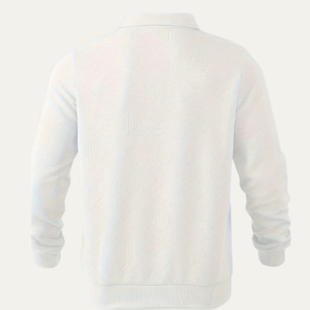 Men’s Textured Quarter Zipper Polo Sweater