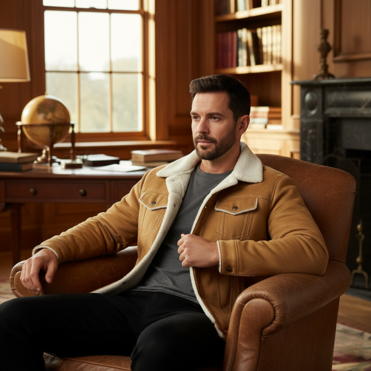 The Wrexham Men's Shearling Vintage Leather Jacket