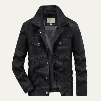 Men’s Textured Suede Trucker Jacket