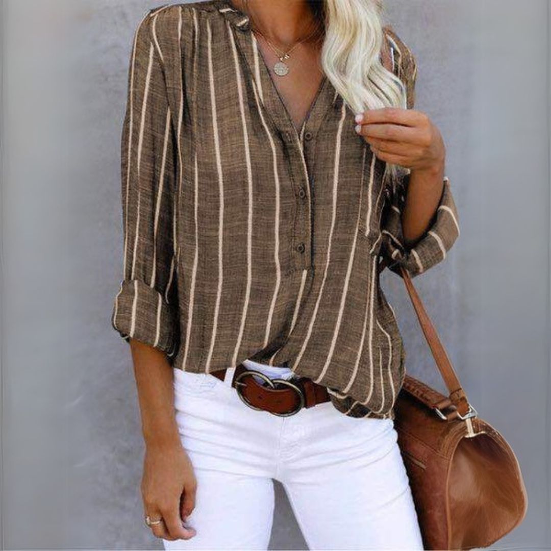 Cotton Blend Striped Shirt Women