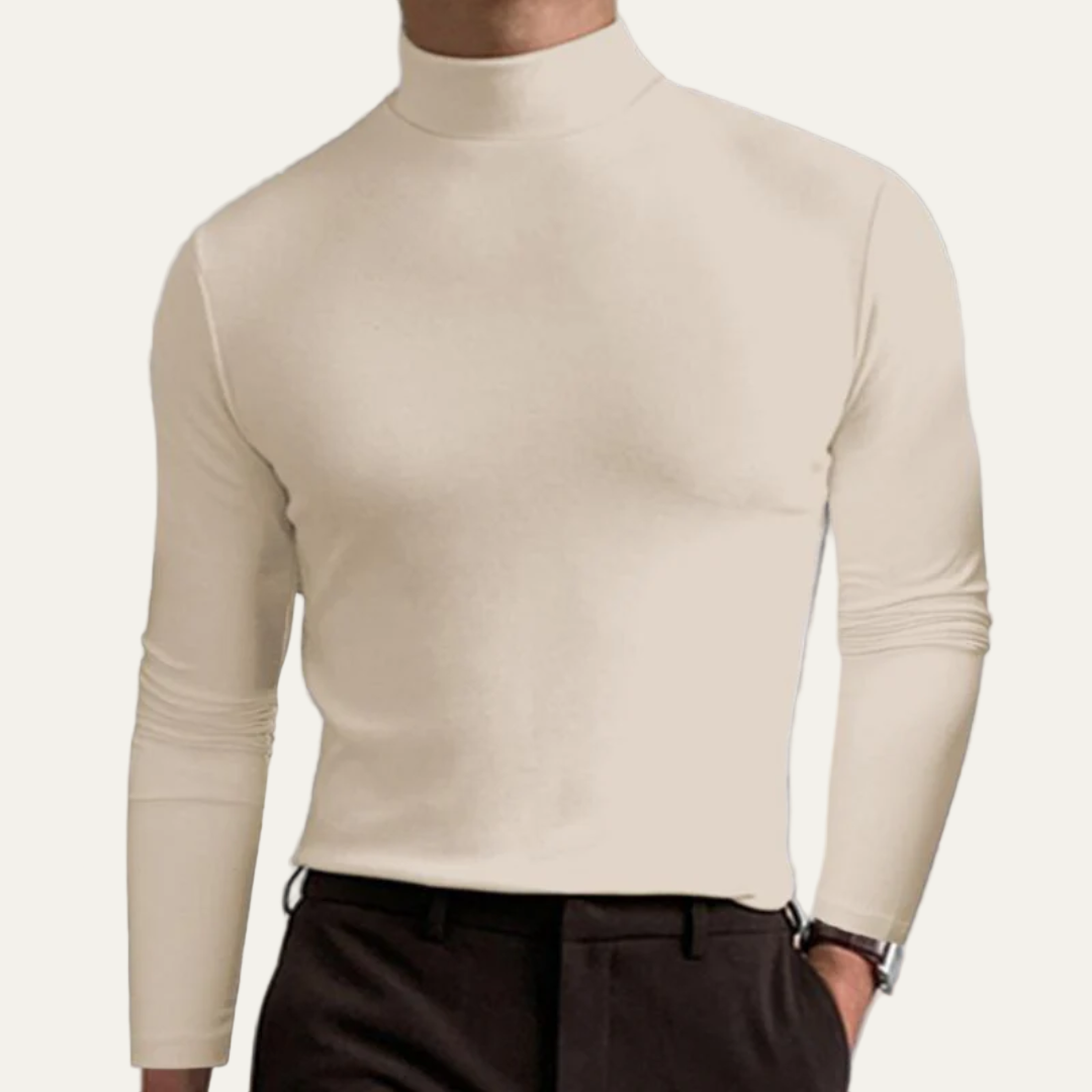 Men’s Smooth Mock Turtleneck Long Sleeve Shirt