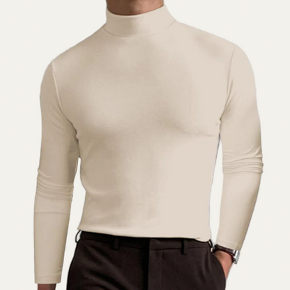 Men’s Smooth Mock Turtleneck Long Sleeve Shirt