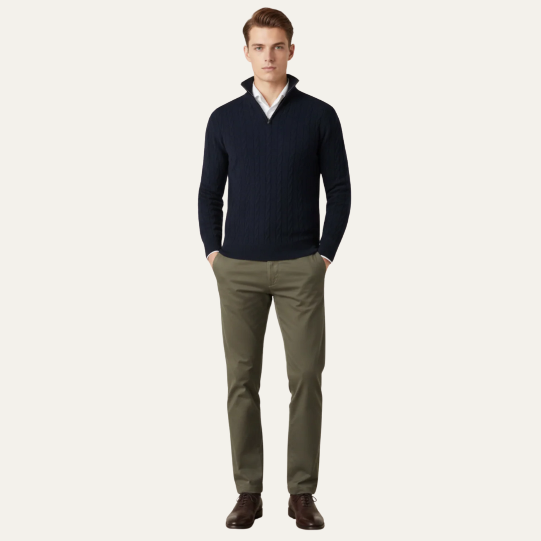 Men’s Cable Knit Fit Quarter Zip Sweater