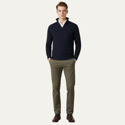 Men’s Cable Knit Fit Quarter Zip Sweater