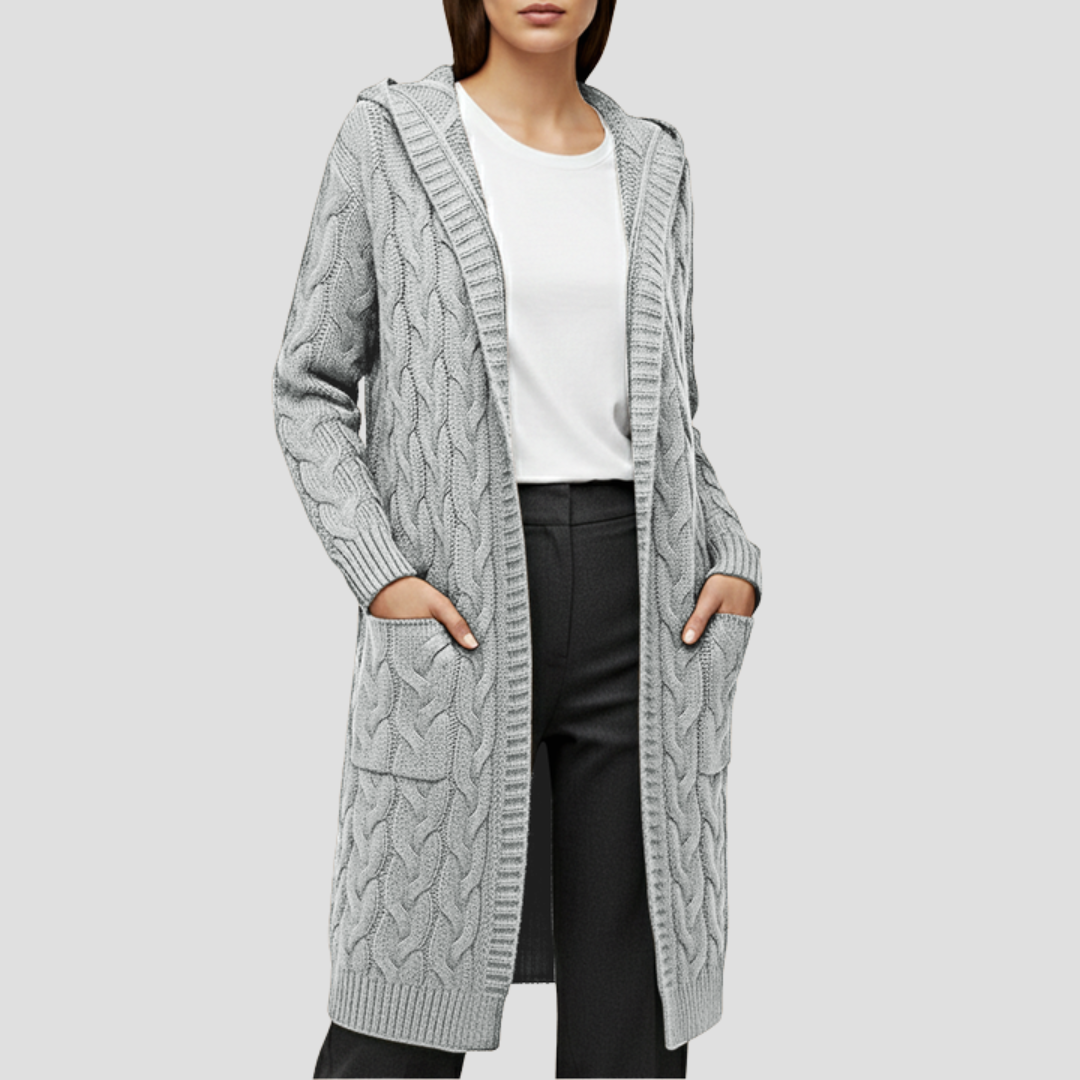 Cozy Cable Knit Open Front Cardigan