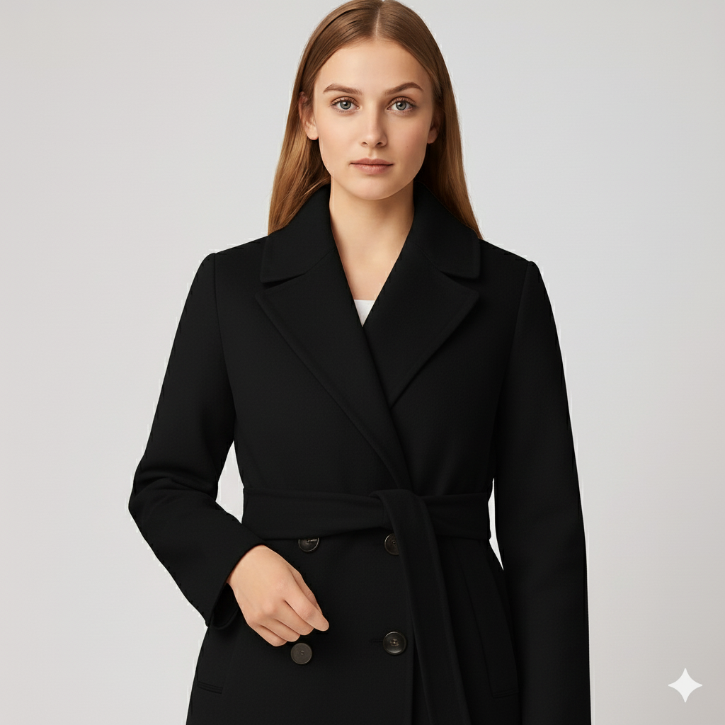 Coleen | Winter Coat - Double-Breasted Classic Outerwear with Waist Belt for Women
