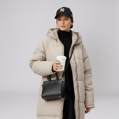 Yvonne | Puffer Coat - Quilted Full-Length Oversized Hooded Outerwear for Women