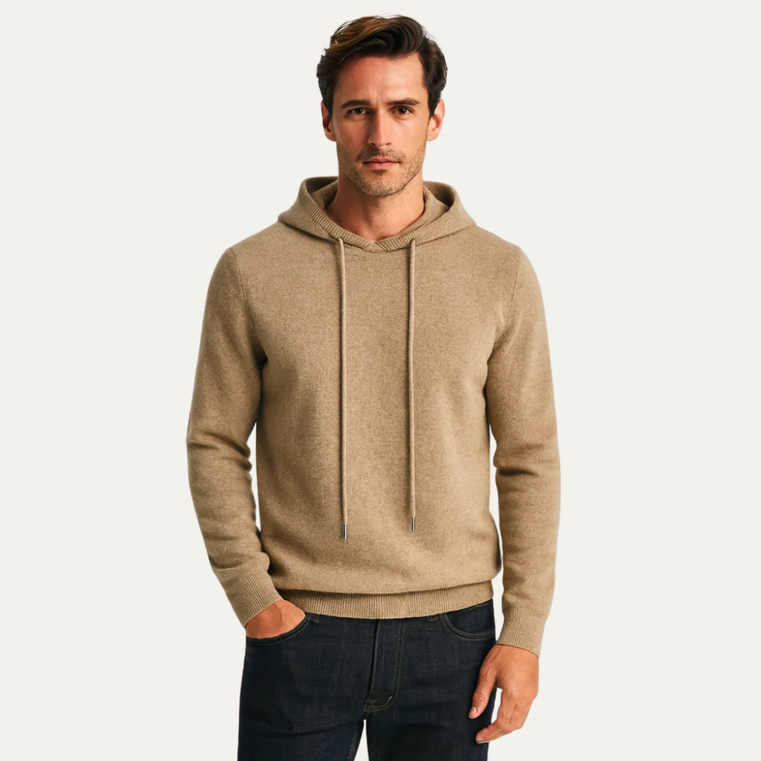 Men’s Hooded Sweater with Adjustable Drawstring Hood