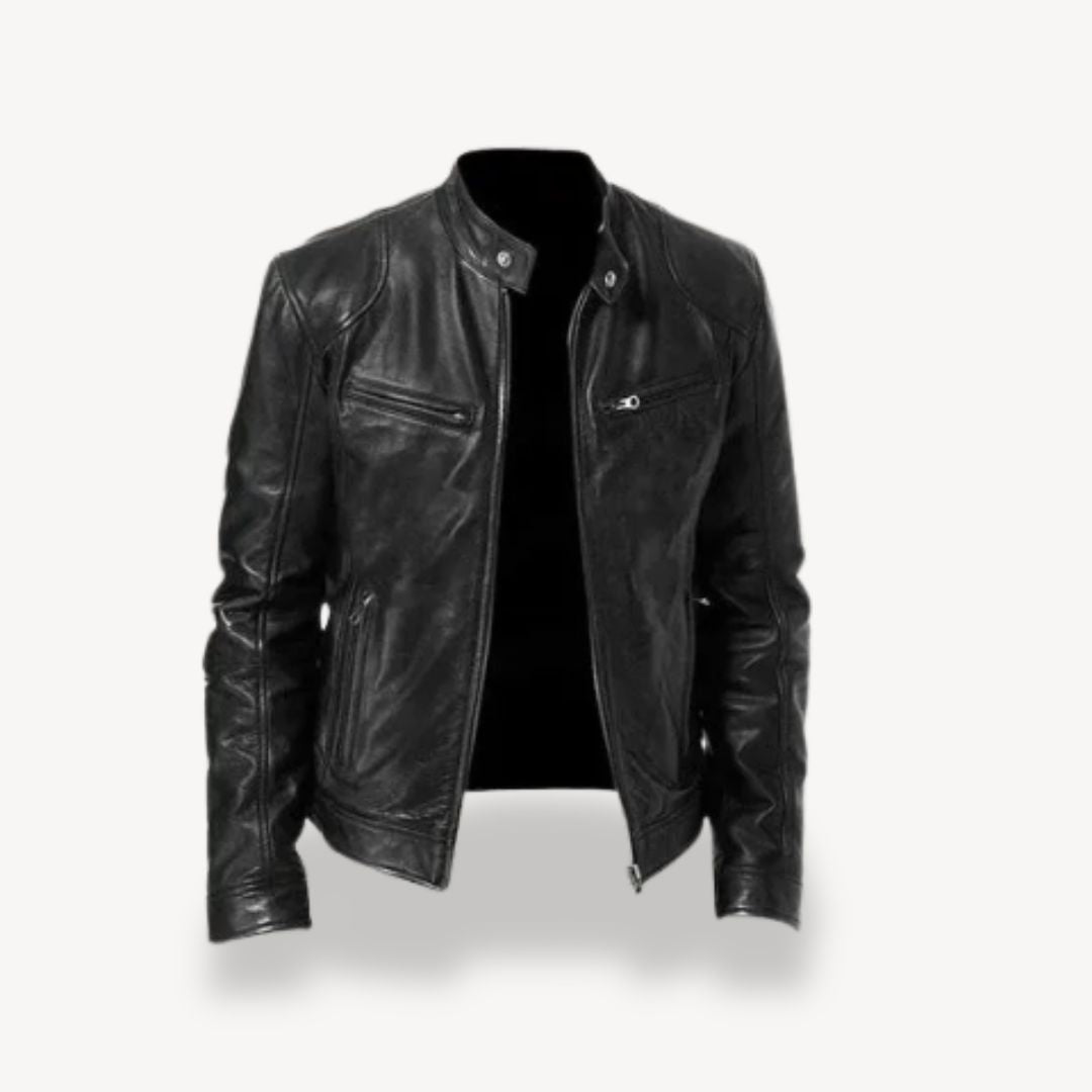Men's Leather Zip-up Biker Jacket