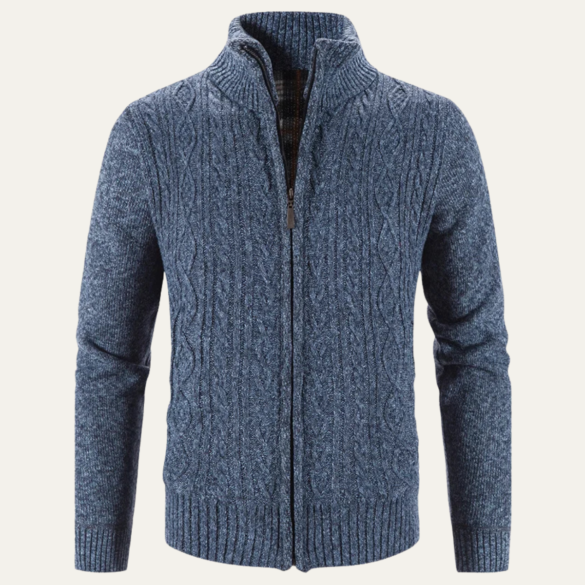 Men’s Mottled Cable Knit Full Zip Cardigan