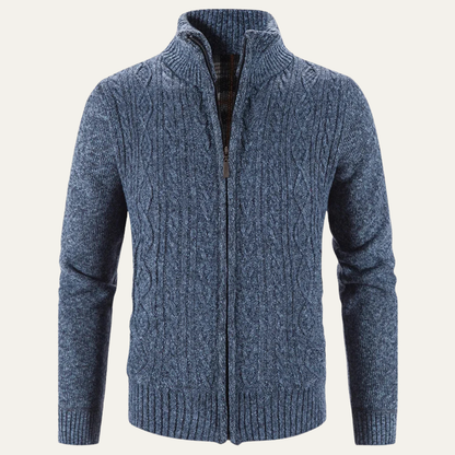 Men’s Mottled Cable Knit Full Zip Cardigan