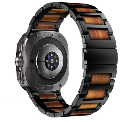 Genuine Leather Brown Sandalwood Metal Samsung Watch Band - BritishElegance