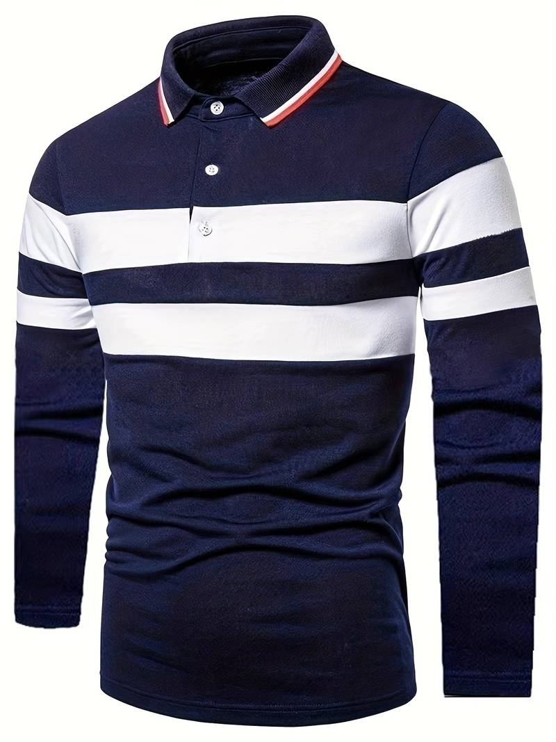 Christopher Men's Casual Long-Sleeve Colorblock Shirt