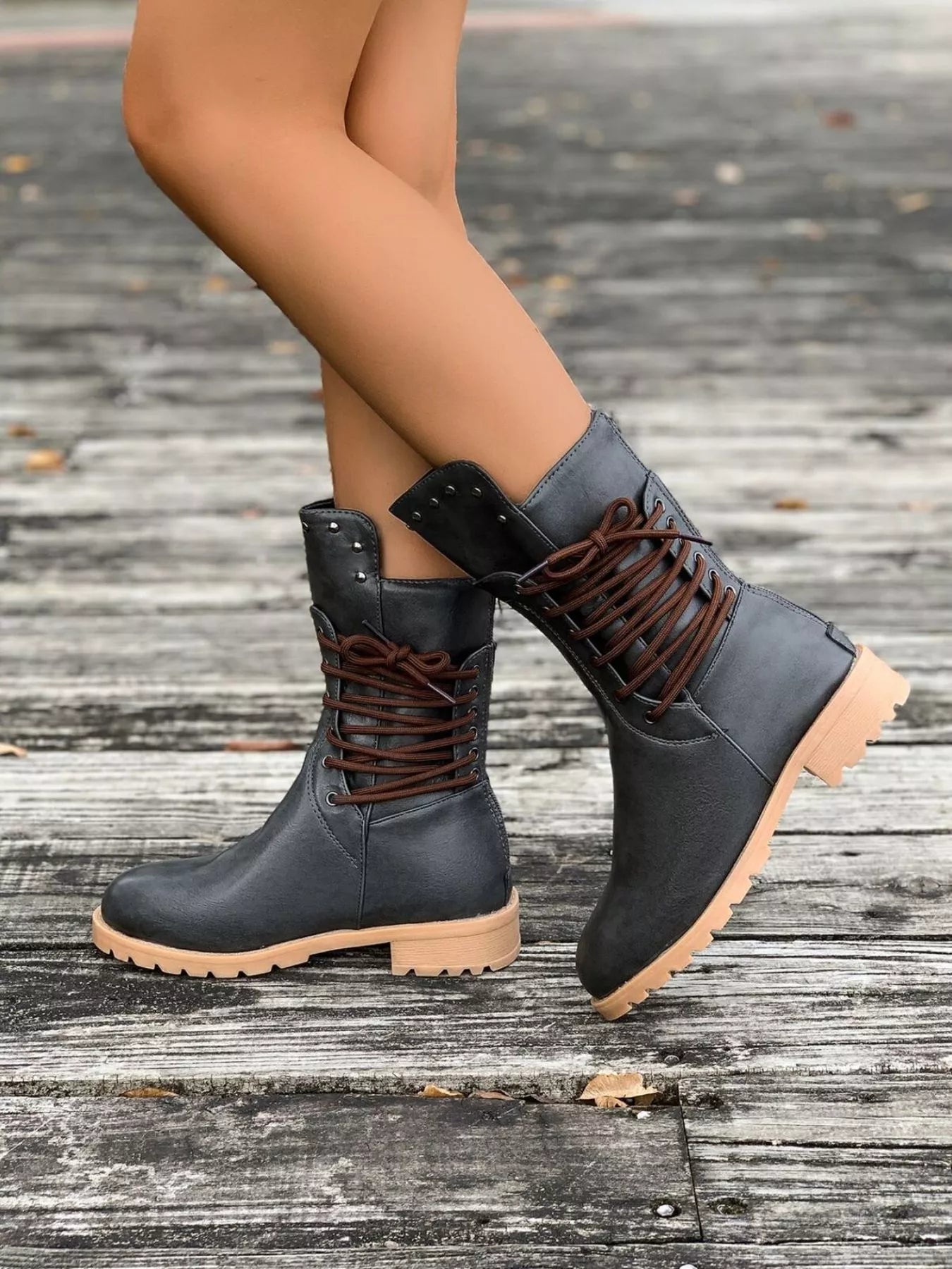 Classic Low Block Heel Ankle Boots for Women