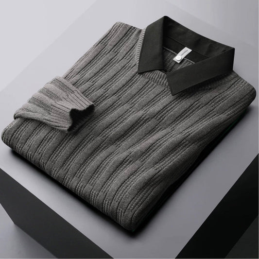Classic Men's Textured Crew Neck Sweater - BritishElegance