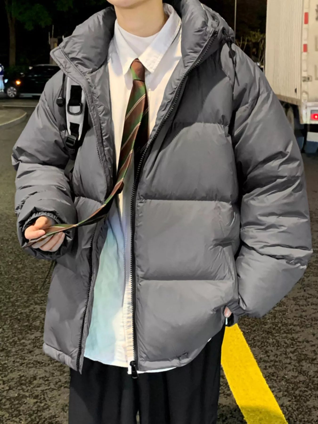 Large Mens Insulated Hooded Puffer Coat
