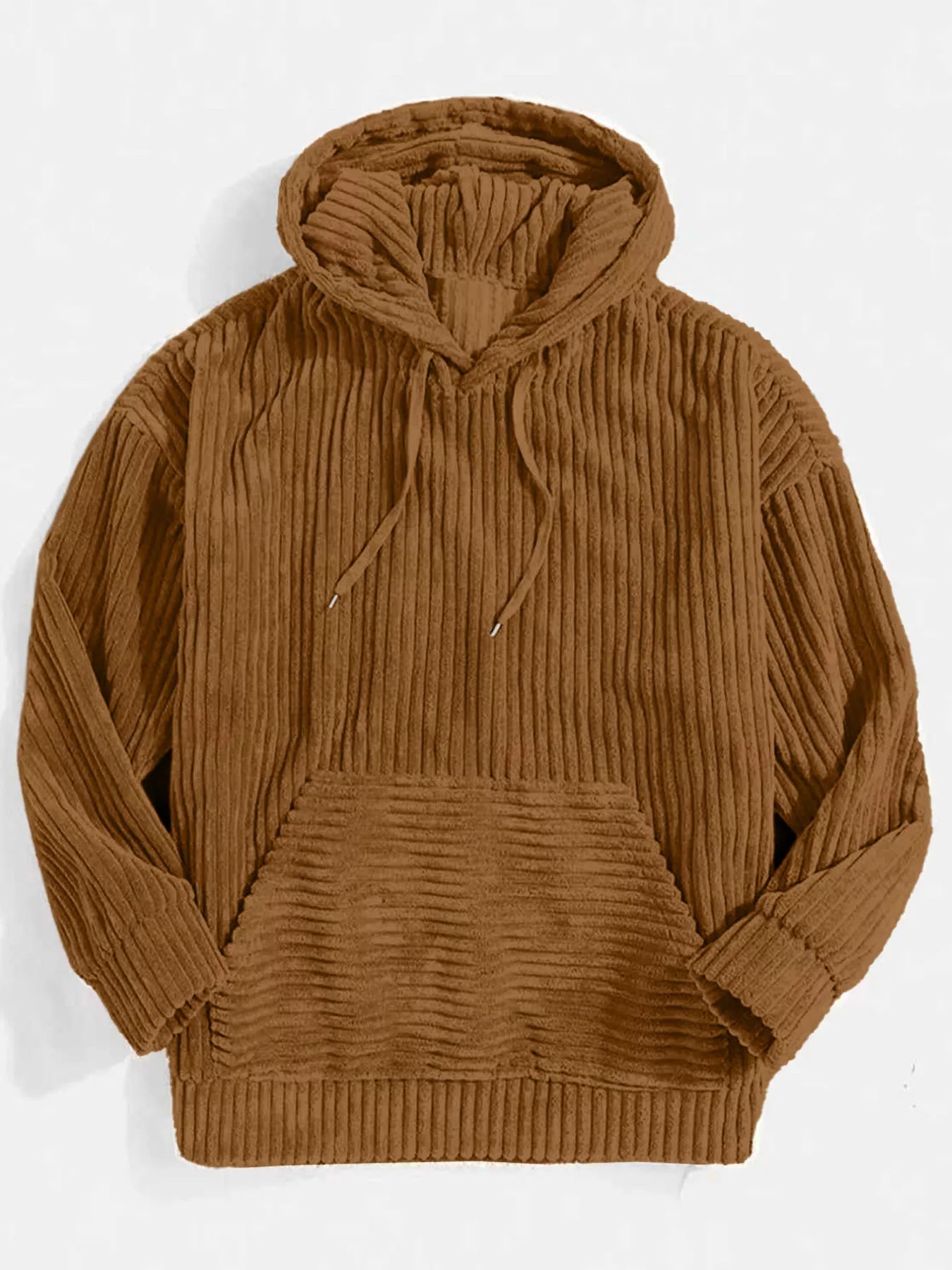 Relaxed Fit Mens Corduroy Hooded Jacket Large Size