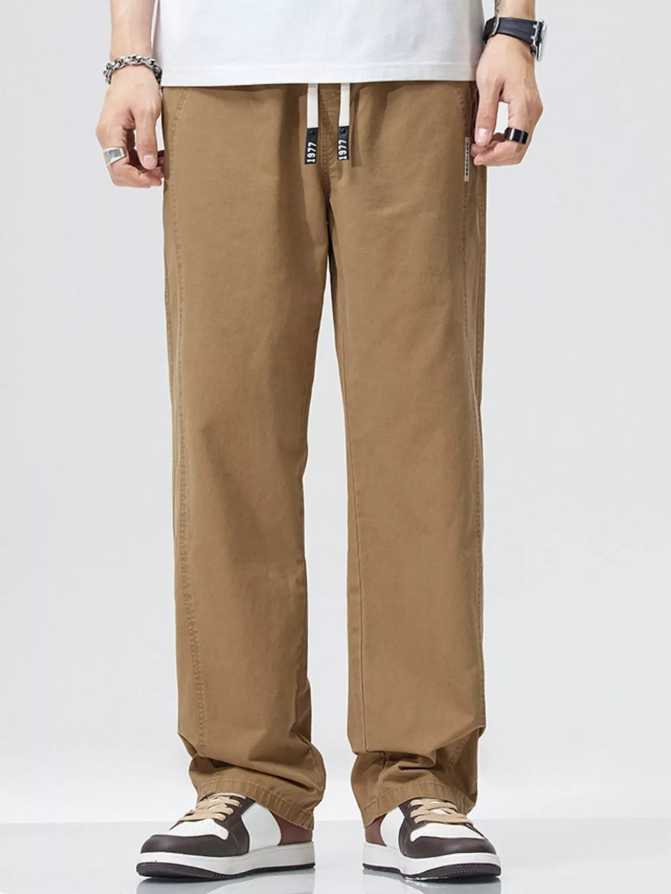 Men's Relaxed Fit Jogger Pants with Drawstring Waist