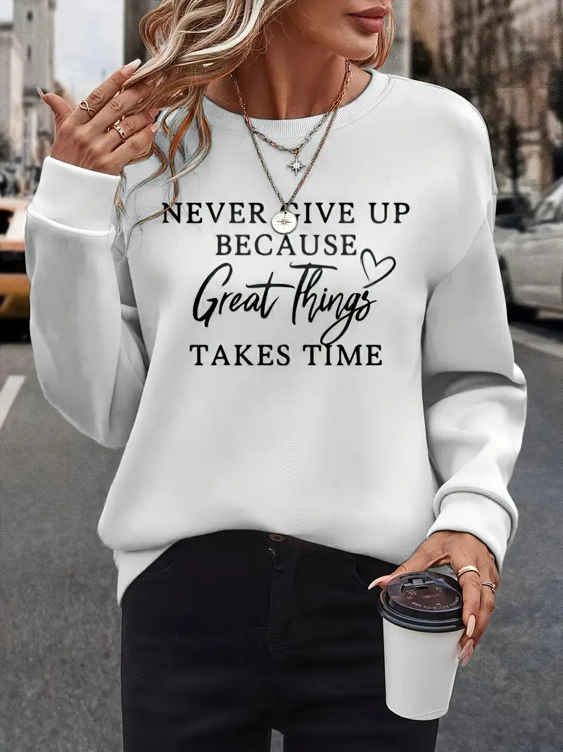 Women's Cozy Graphic Sweatshirt for Fall Winter - BritishElegance
