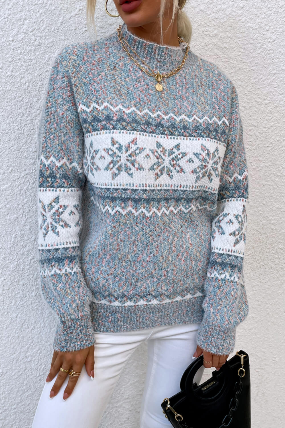 Warm Winter Snowflake Crew Neck Sweater - BritishElegance