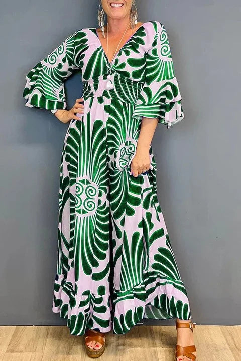 Summer Floral V-Neck Jumpsuit for Women - BritishElegance