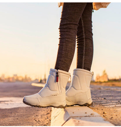 Women's winter boots with side zipper - waterproof, non-slip, durable snow boots with warm lining