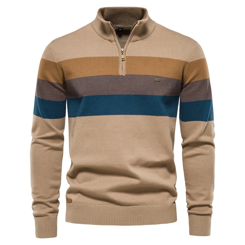 Classic Zip Up Stripe Sweater