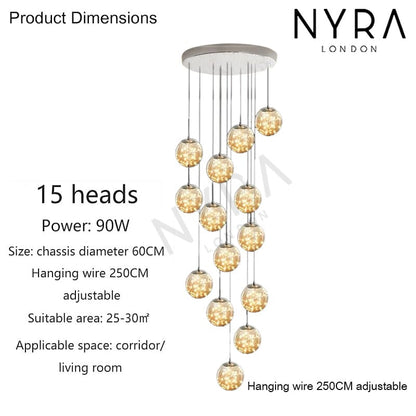 Elegant Glass Ball Staircase Lighting Fixture