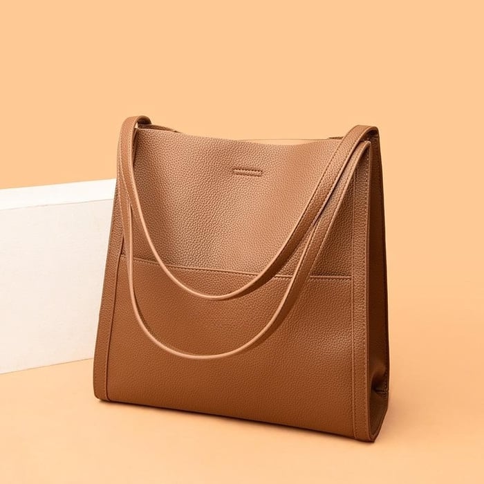 Vegan leather shoulder bag, handmade with Ruby