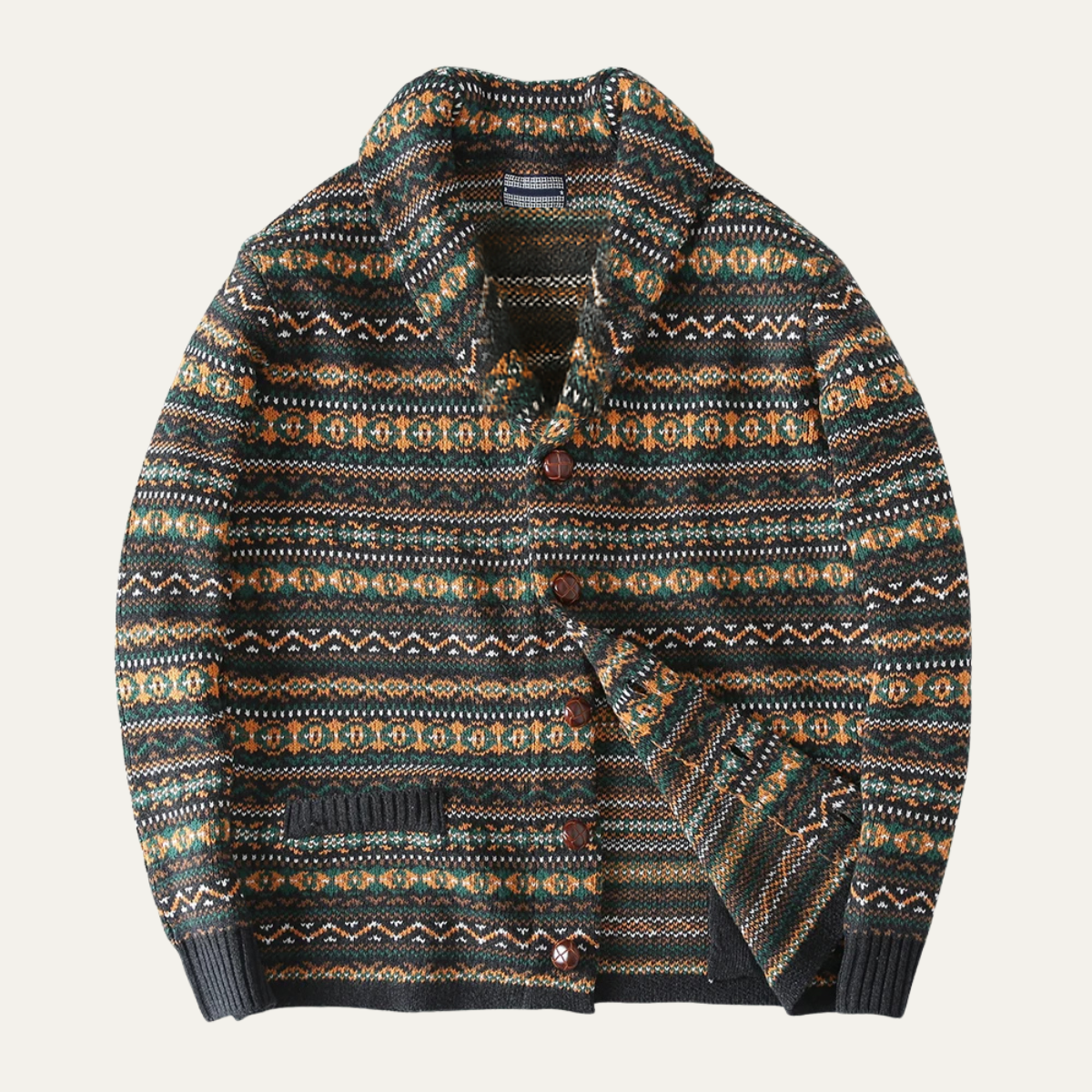 The Isola Bella Men's Vintage Nordic Wool Knitted Winter Cardigan
